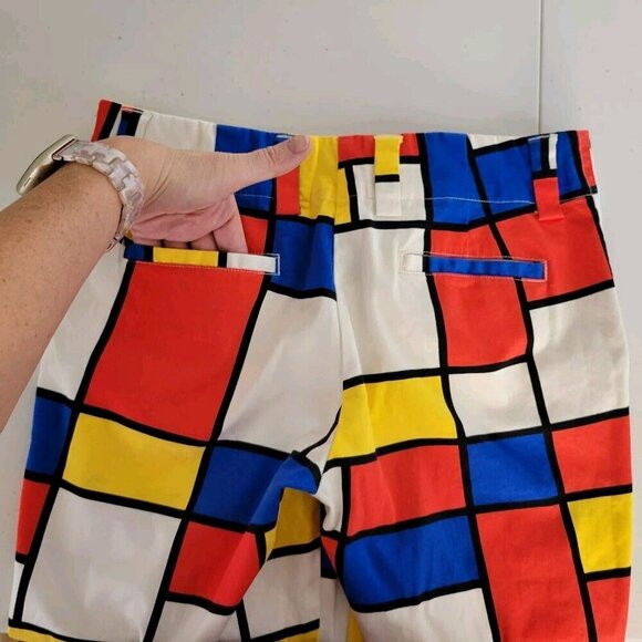 Loudmouth Capri Pants Womens Sz 2 Bold Multi Colorblock AOP Artsy Golf Golfing - Picture 9 of 11